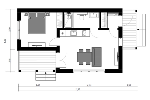 Дом панельно-каркасный Атмосфера 39 (50кв.м)
