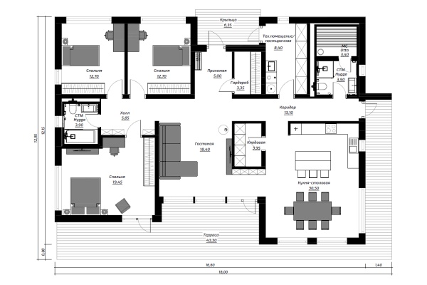 Дом панельно-каркасный Дания 140 (193кв.м)